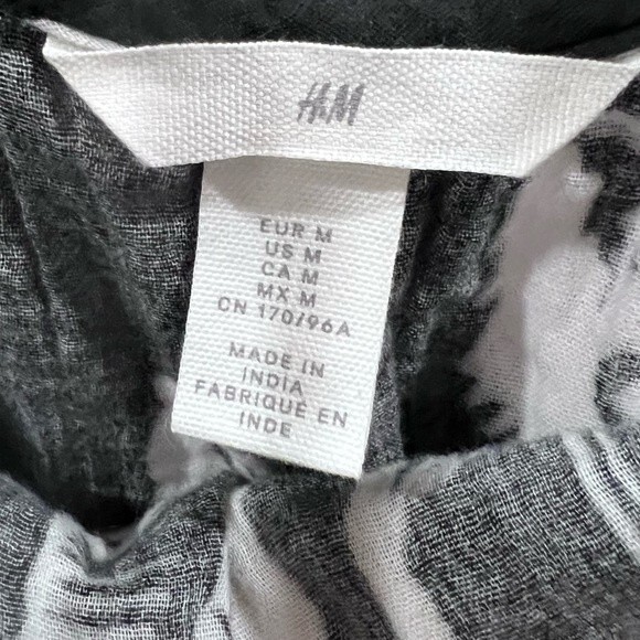 H&M black and white tropical print midi sundress size medium - Picture 4 of 5